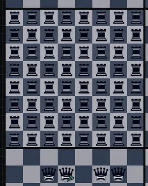 a board full of rooks on one million chessboards